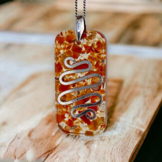 carneool edelstenen epoxy orgonite zilver 925 hanger handgemaakt